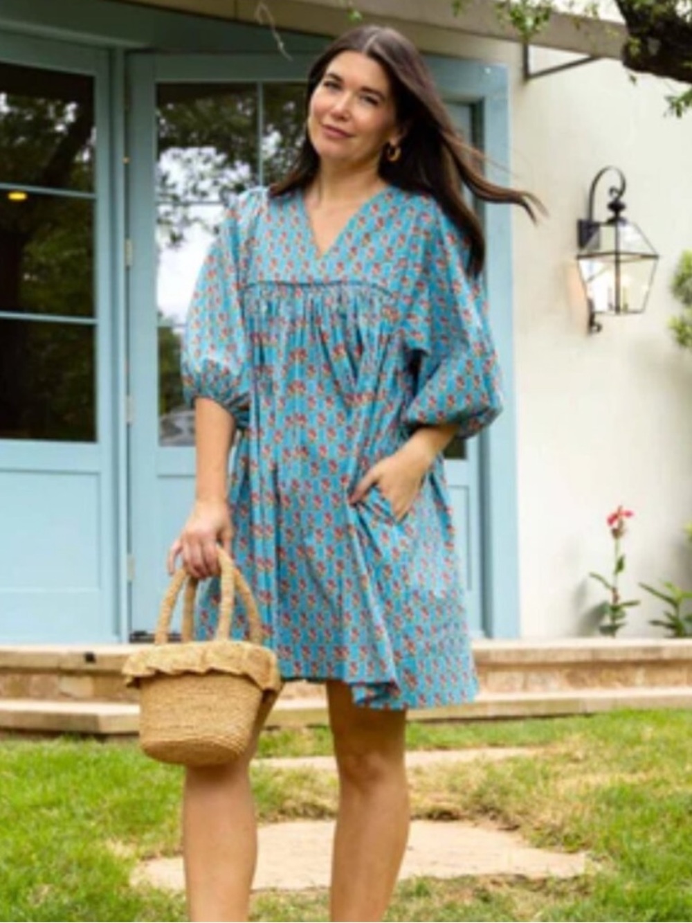 Quiet Culture Women's Slow Down‎ Gown Millie Print Blue Floral Size Small